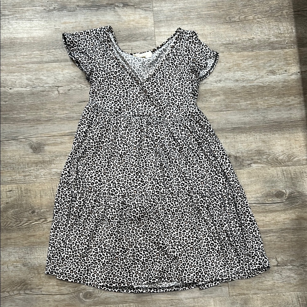 Black and White Flutter Sleeve V-Neck Sundress